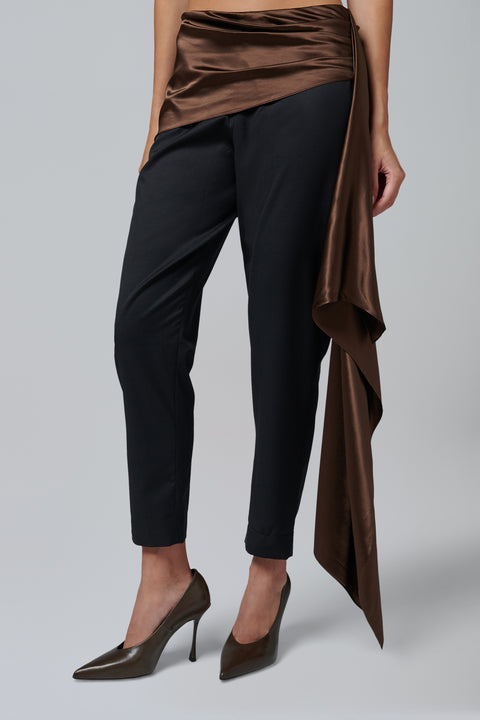 Black Scarf Drape Pant