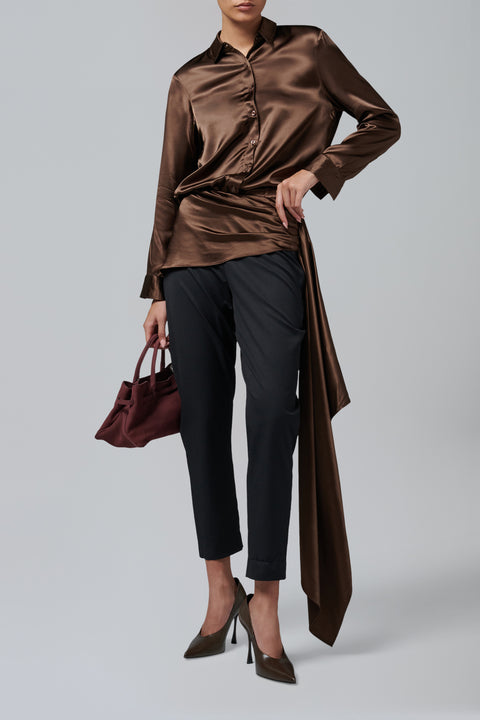 Black Scarf Drape Pant