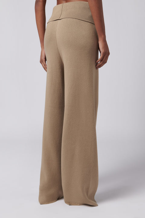 Brown Fold Over Seam Pants