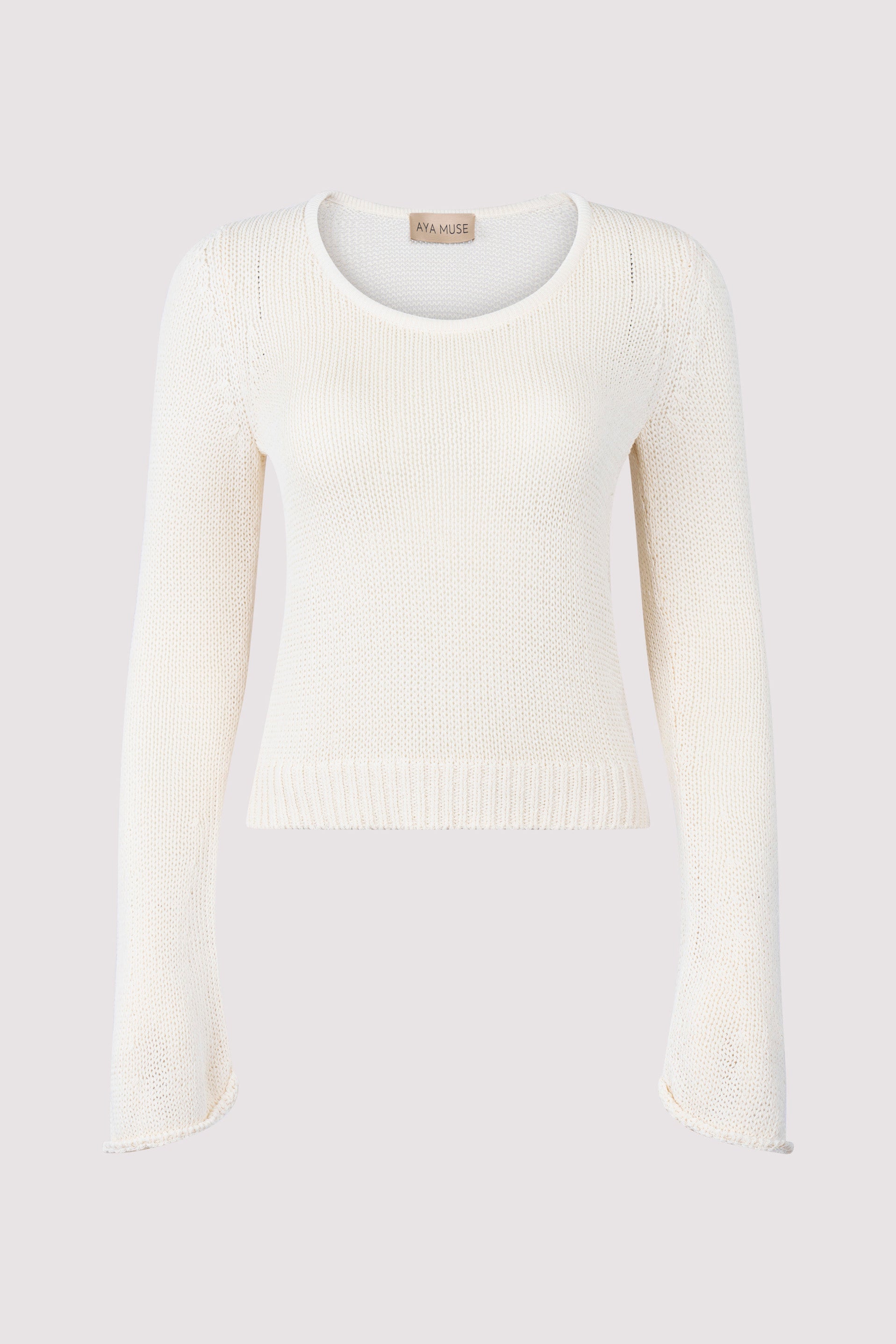 Aya Muse White Sei Crewneck Knit Top