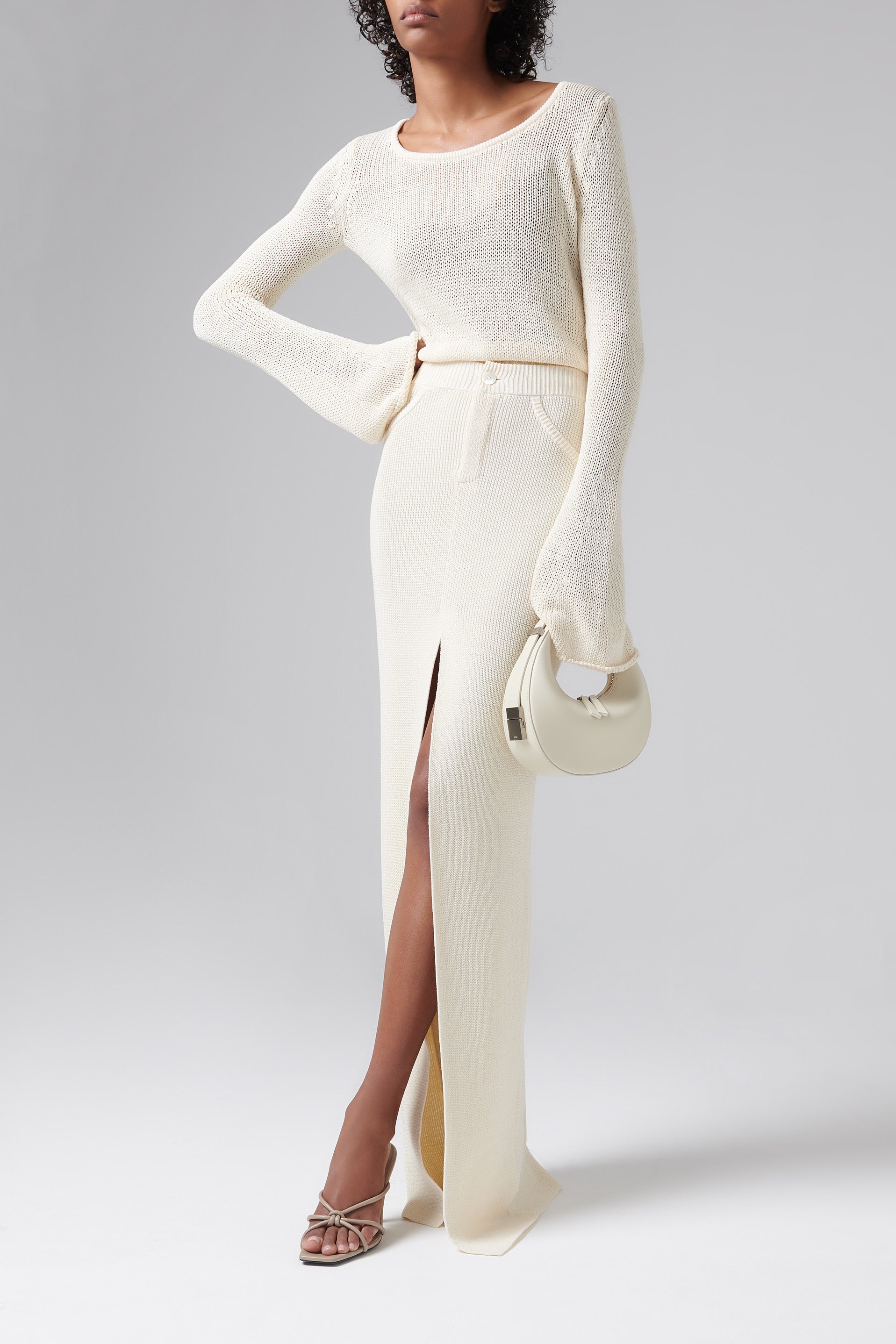 Aya Muse White Sei Crewneck Knit Top