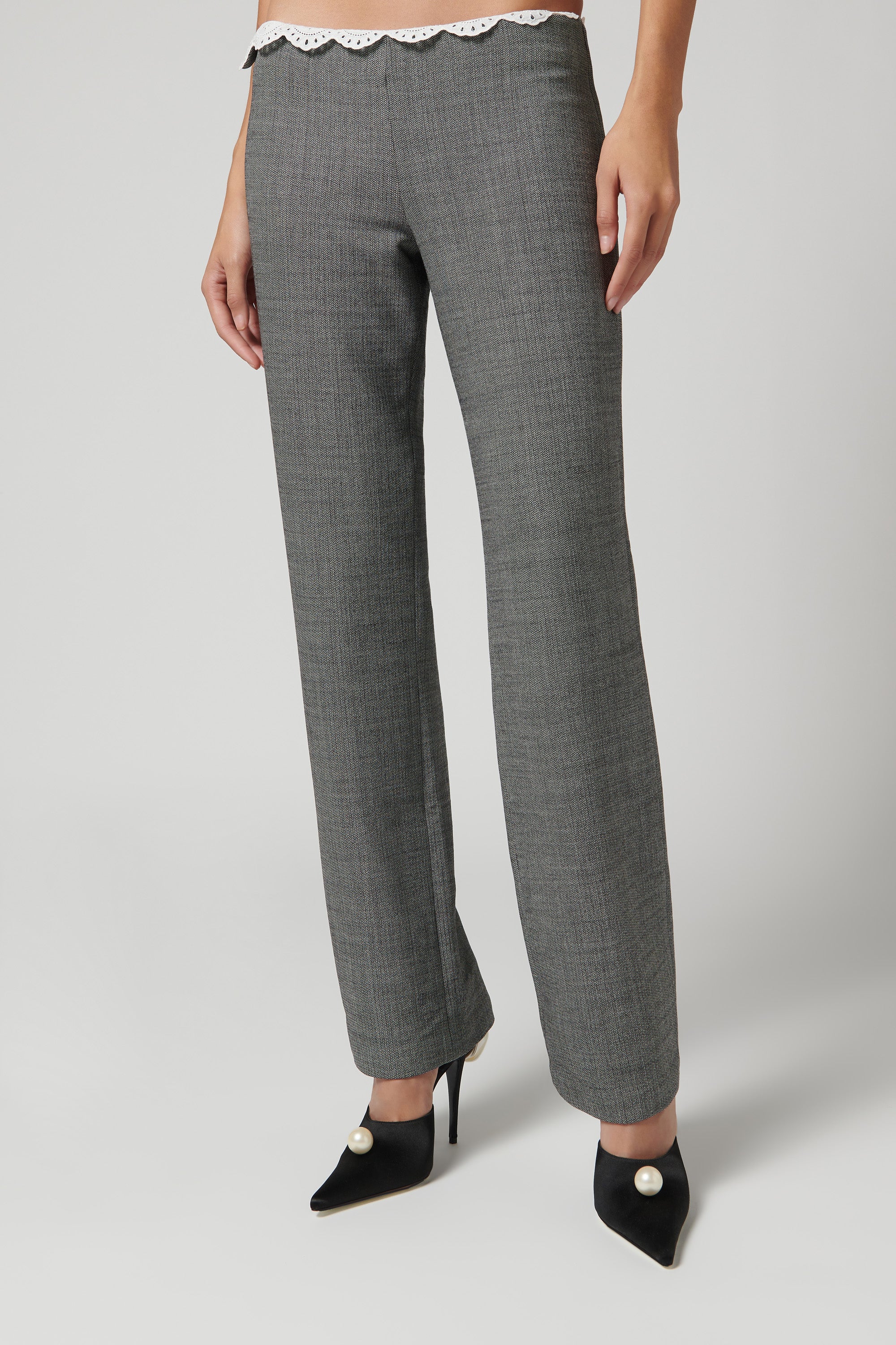 Magda Butrym Grey Lace-Detail Suit Pants Grey / (FR)38