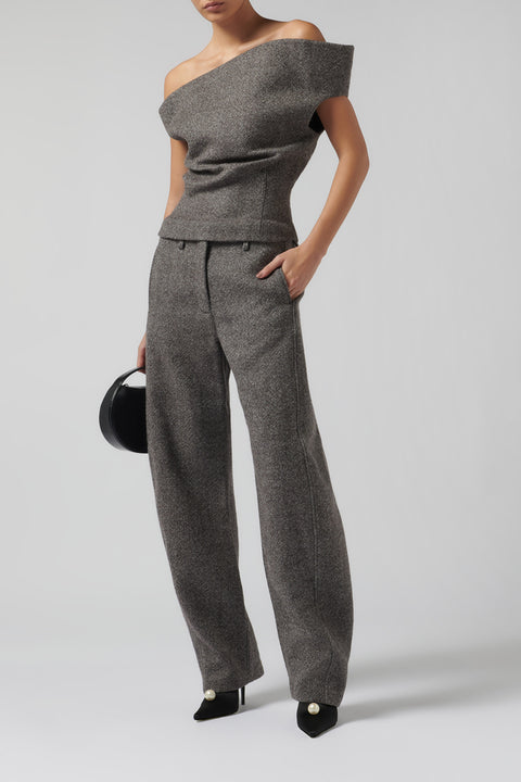 Grey Wide Wool Leg Pants