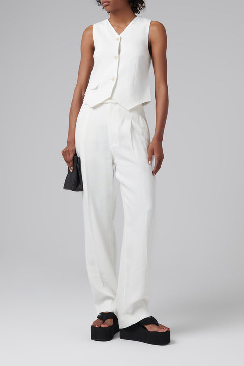White Clemence Slim-Leg Pants