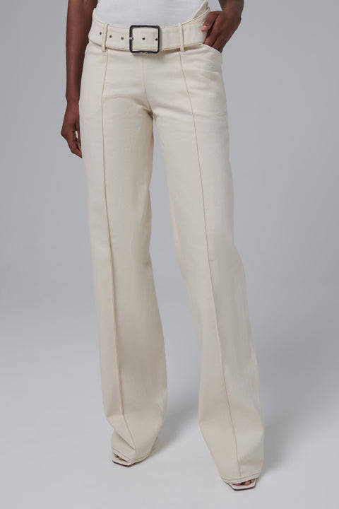 White Gali Belted Pants