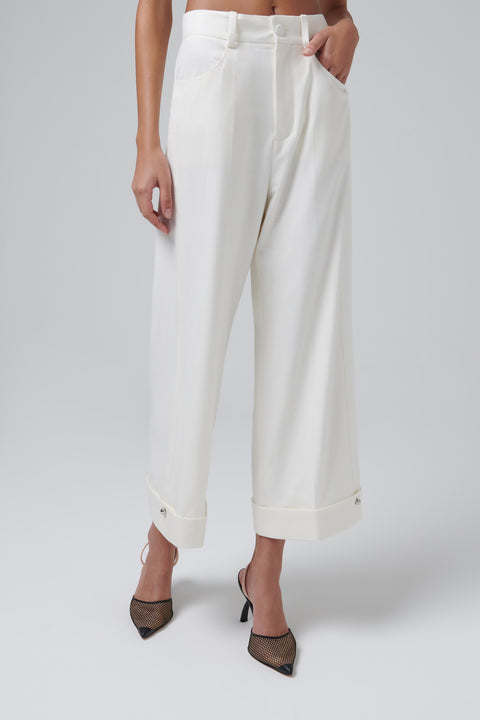 White Jeera Wide Leg Pants