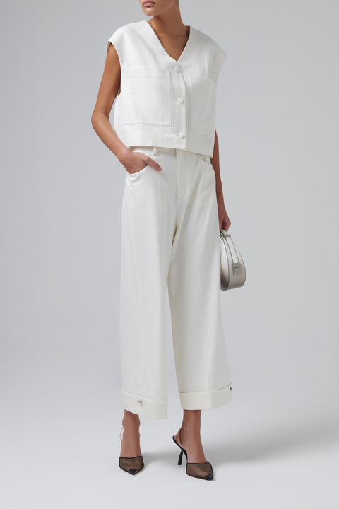 White Jeera Wide Leg Pants