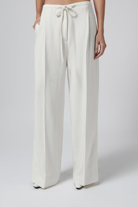 White Relaxed Drawstring Pants