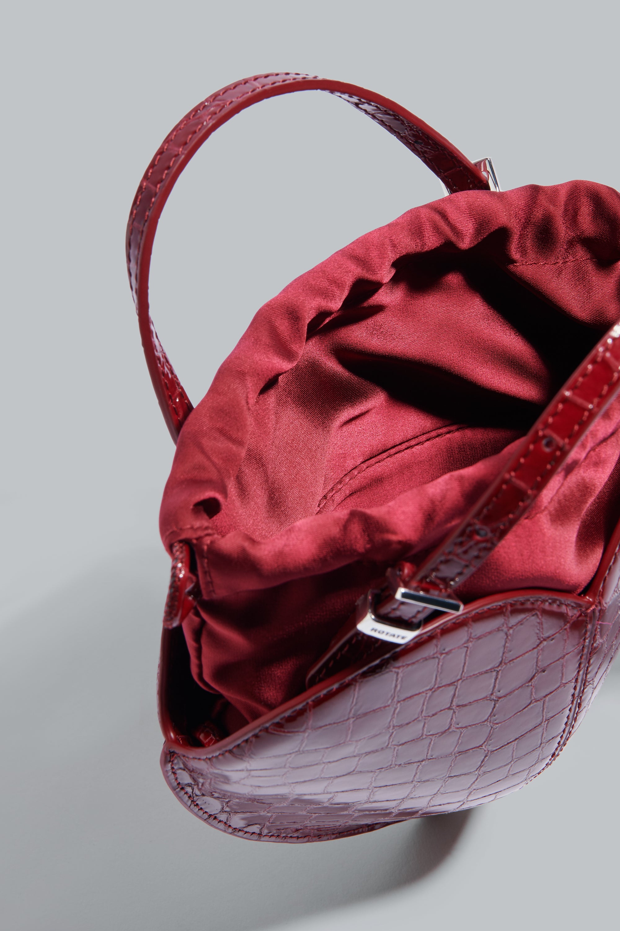 Red Patent Croco Heart Bag