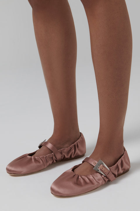 Pink Sveva Plisse Buckle Ballet Flat