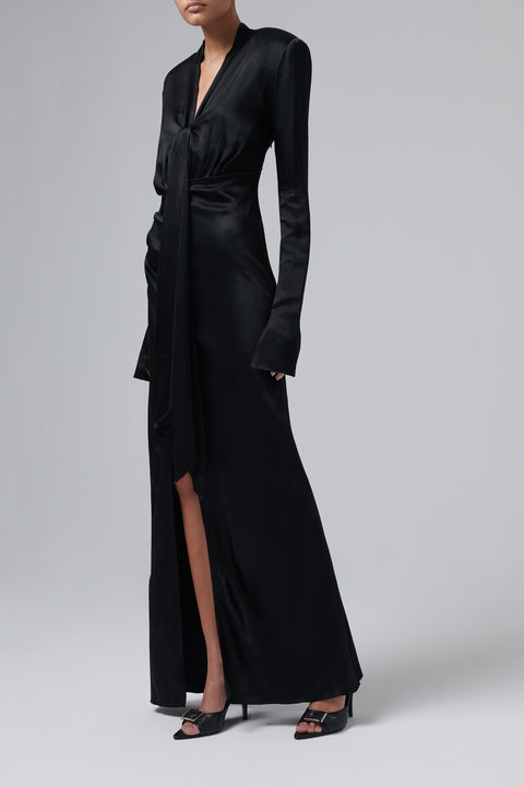 Black V-Neck Maxi Dress