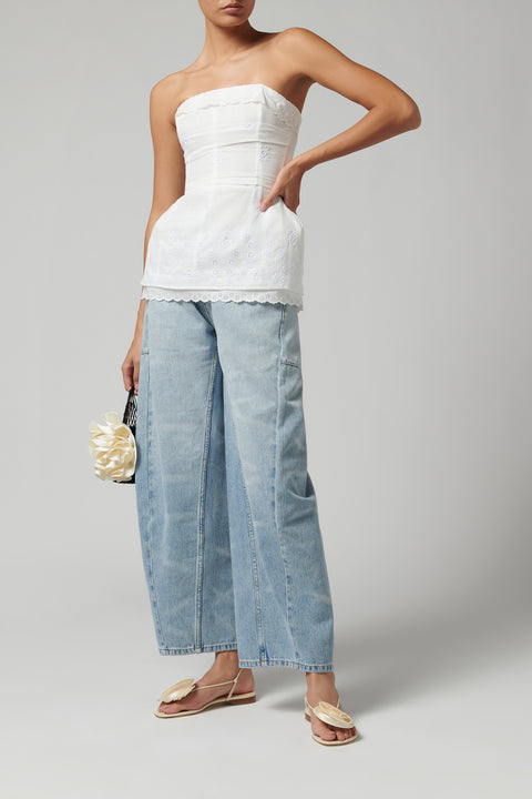 White Wrap Around Flower Sandals