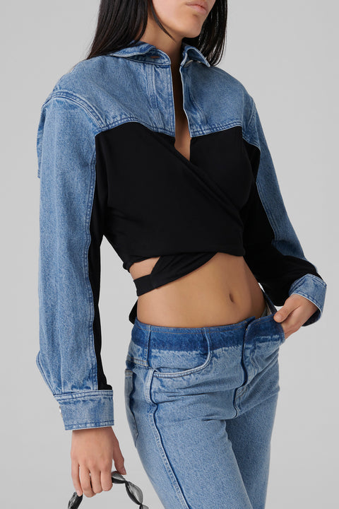 Christopher Esber Blue Sevilla Wrapped Denim Top