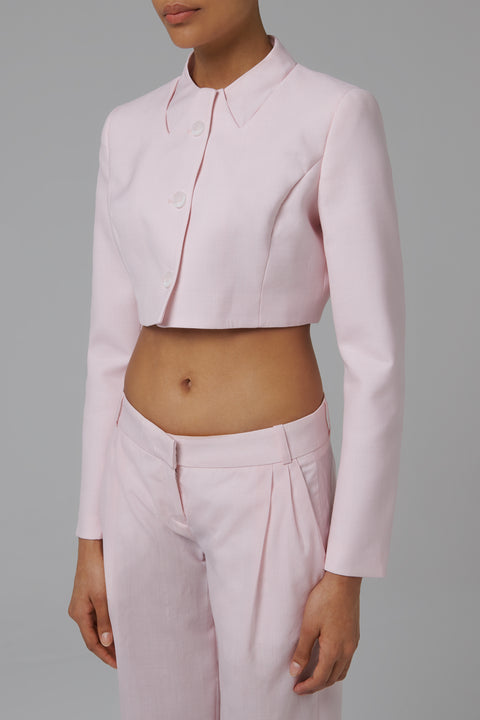 Pink Trompe L'Oeil Cropped Jacket