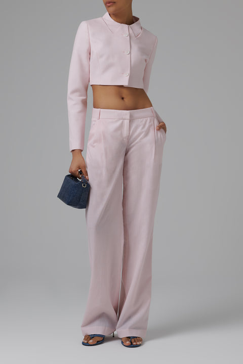 Pink Trompe L'Oeil Cropped Jacket