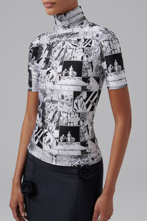 Multicoloured Comic High Neck Jersey