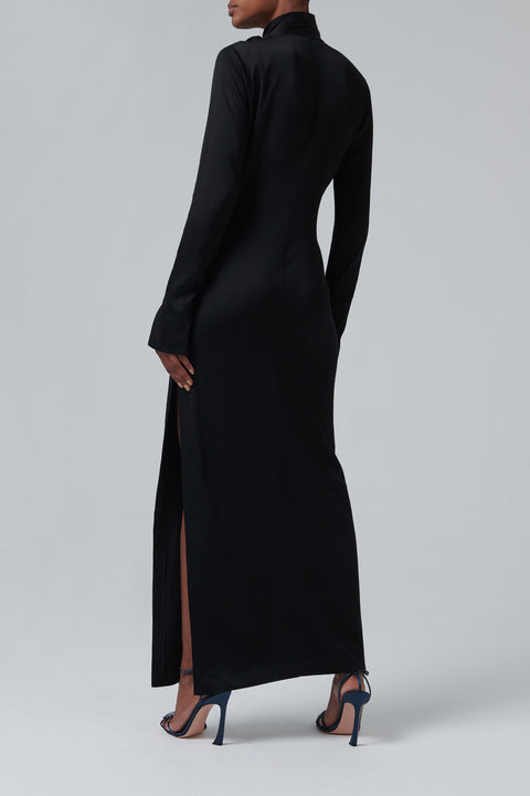 Black Seersucker Maxi Dress
