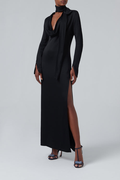 Bluemarine Black Seersucker Maxi Dress Bluemarine Black Seersucker Maxi Dress