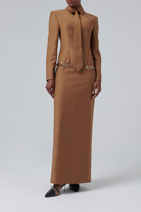 Brown Tie Maxi Dress
