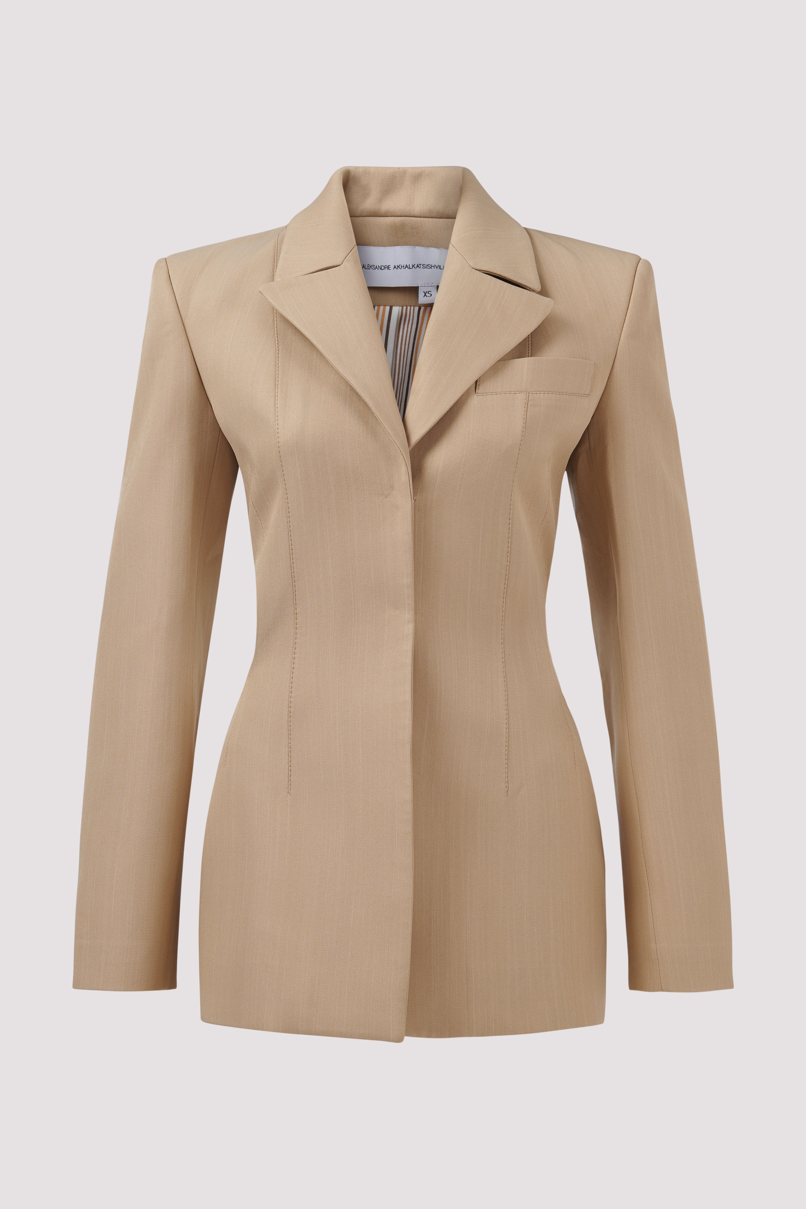 Aleksandre Akhalkatsishvili Beige Waist Cut-Out Blazer Beige / XL Aleksandre Akhalkatsishvili Beige Waist Cut-Out Blazer Beige / XL