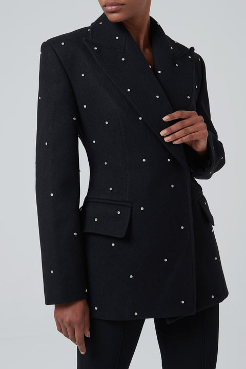 Black Embellished Wool Blazer