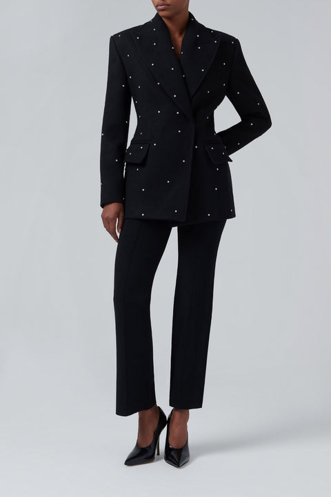 Black Embellished Wool Blazer