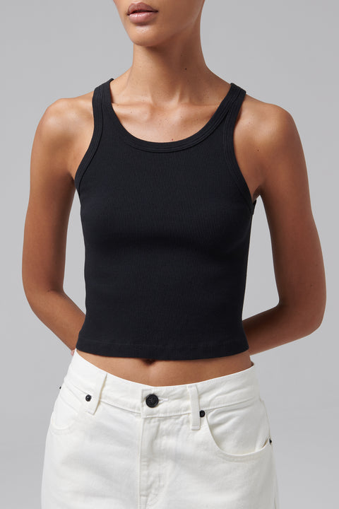 Black Cotton Tank Top