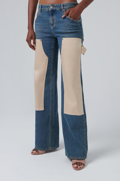 Blue Satin Patch Jeans