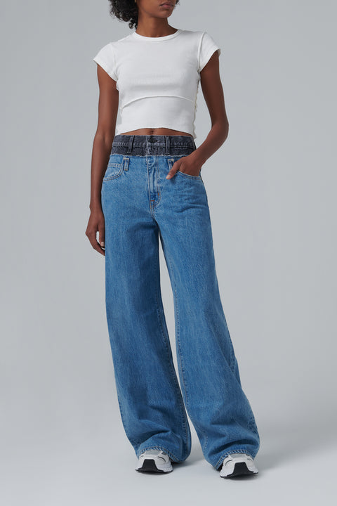 Blue Eva Double Waistband Jeans