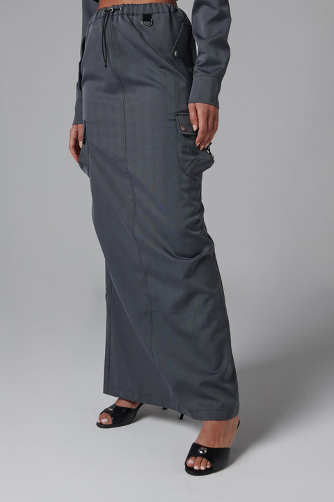 Tailored Cargo Maxi Skirt