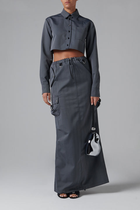 Tailored Cargo Maxi Skirt