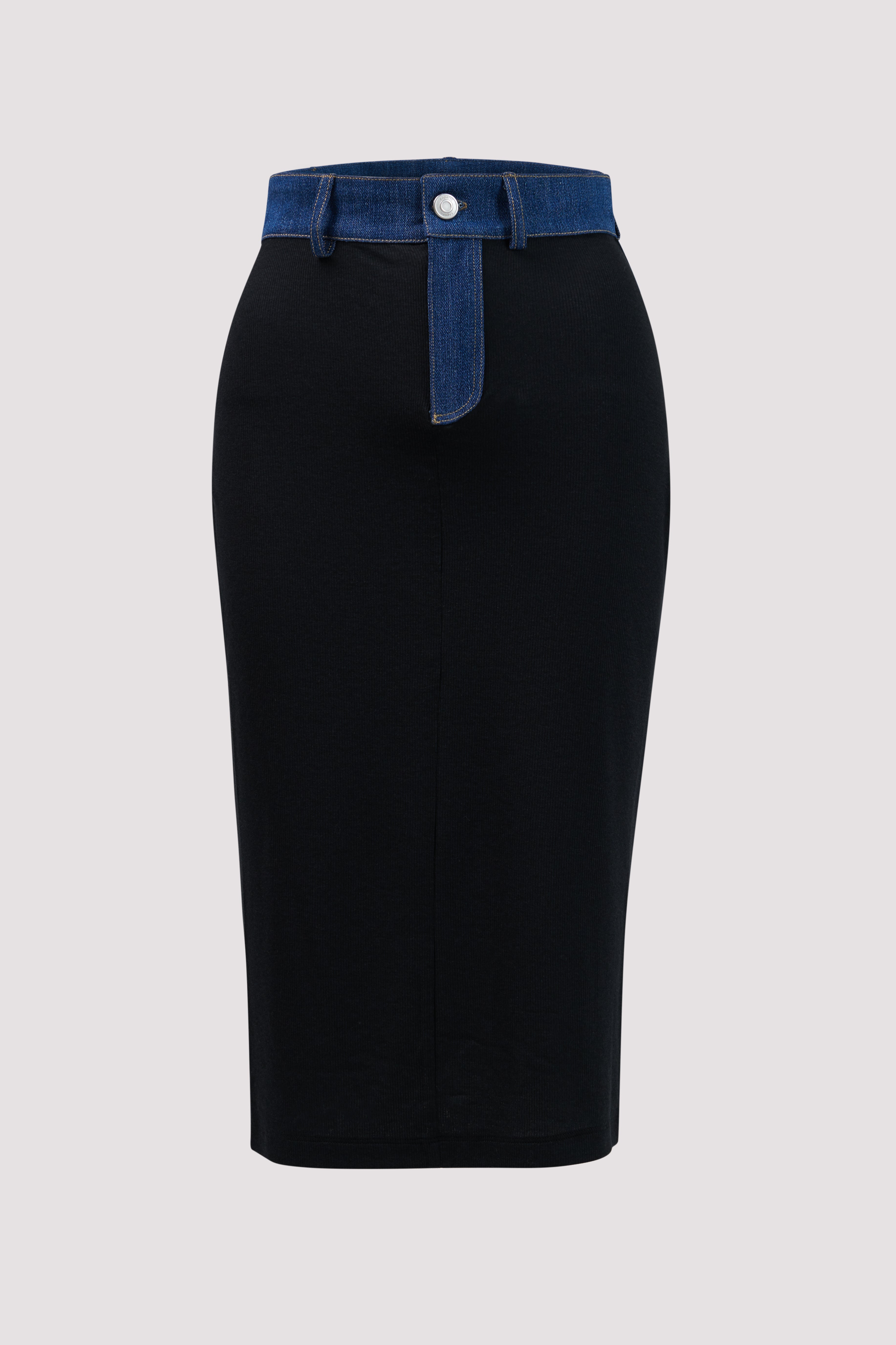 Coperni Black Second Skin Rib Denim Skirt
