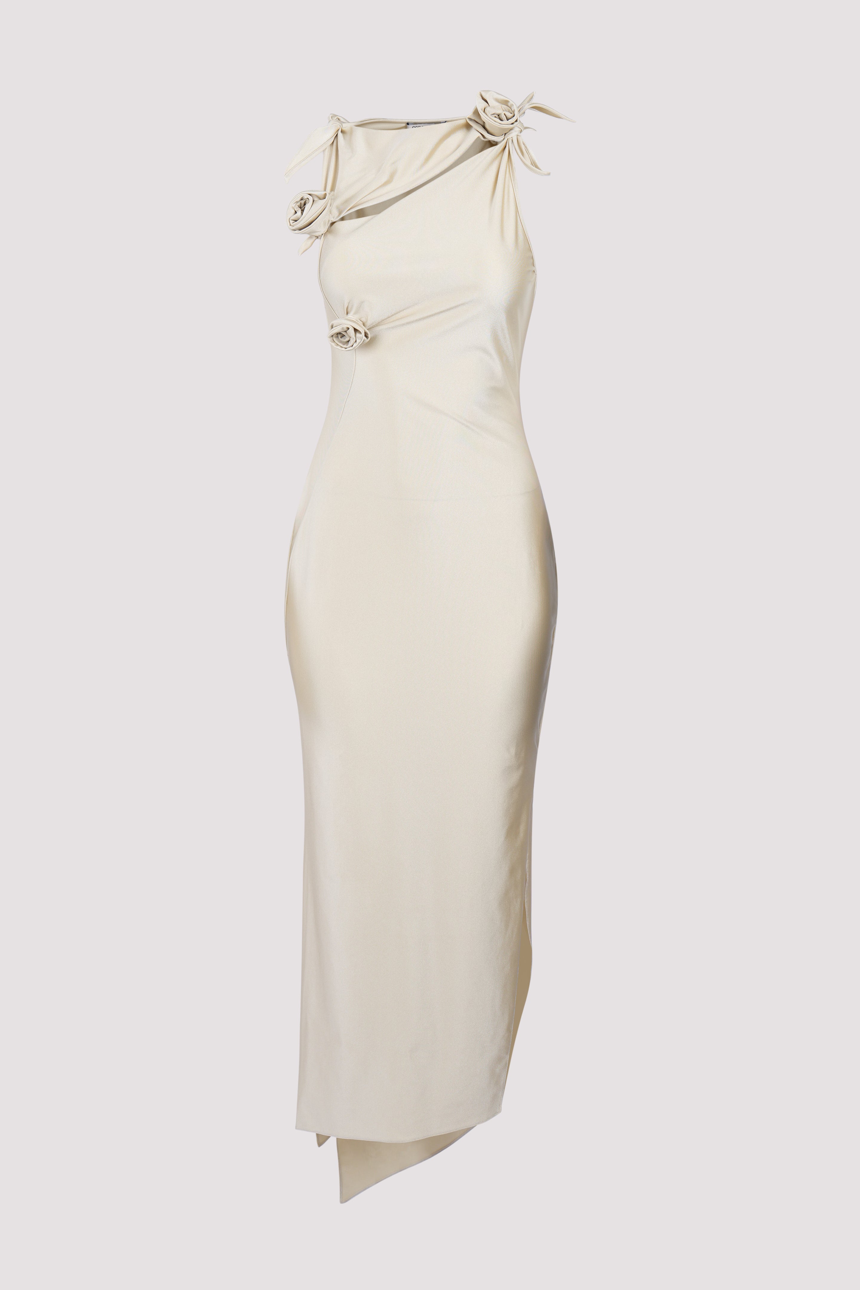chinese dress ladies Coperni Beige Asymmetric Flower Gown