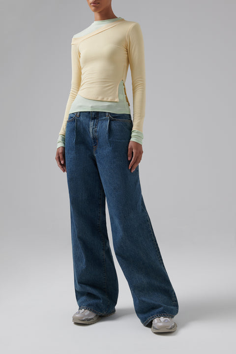 Blue Taylor Wide Pleat Jeans