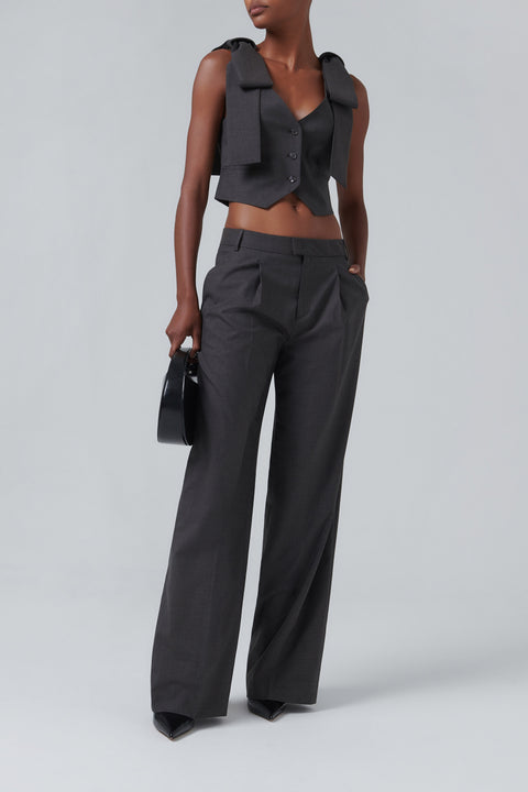 Grey Bow Shoulder Wool Vest