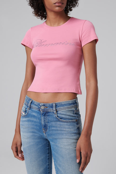 Pink Rhinestone Logo T-Shirt