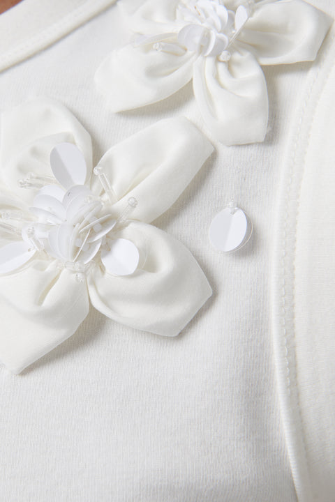 White 3D Flower T-Shirt