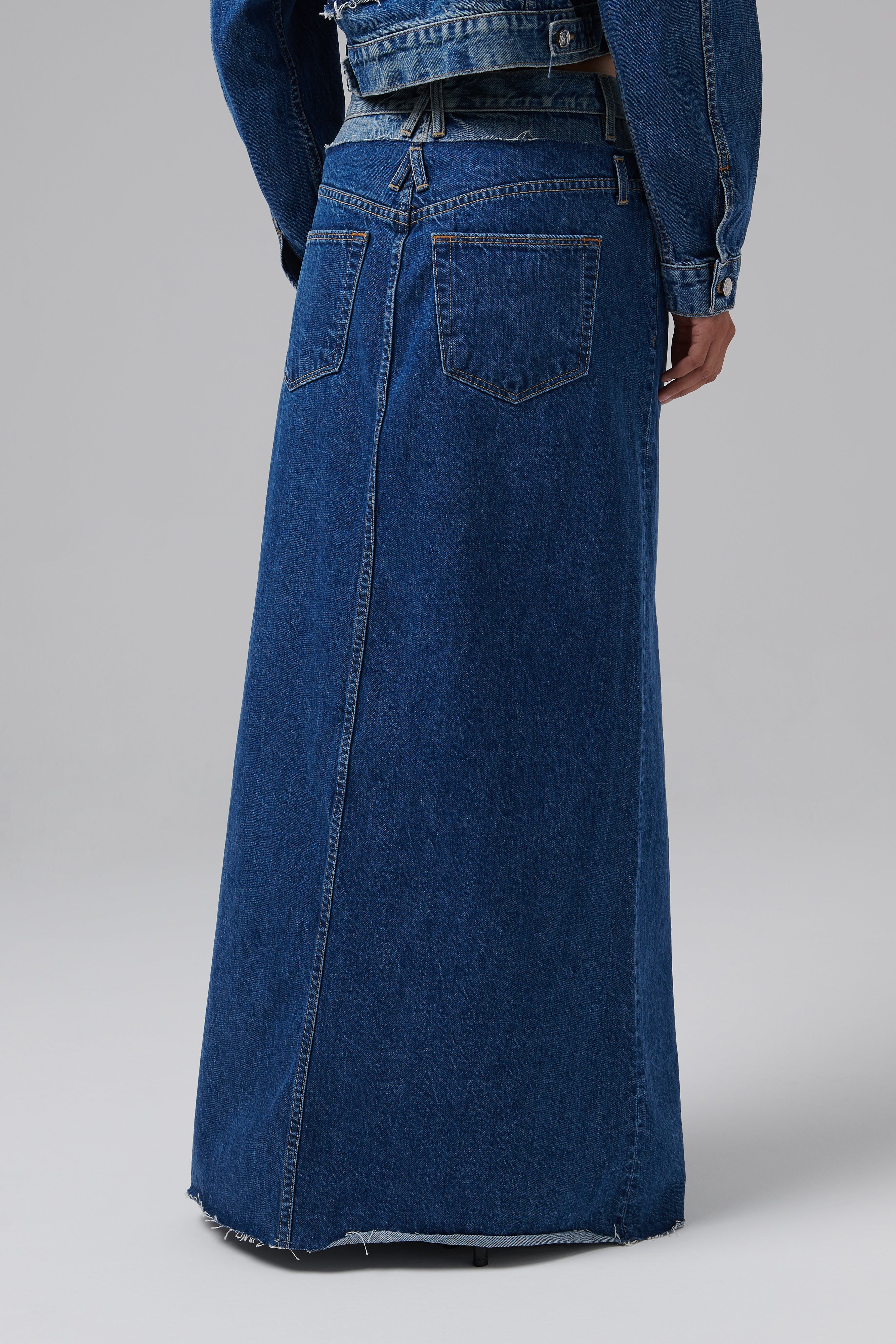 SLVRLAKE Blue Dallas Maxi Denim Skirt