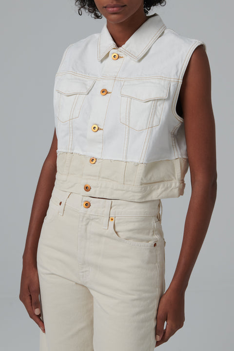 White Caroline Trucker Denim Vest