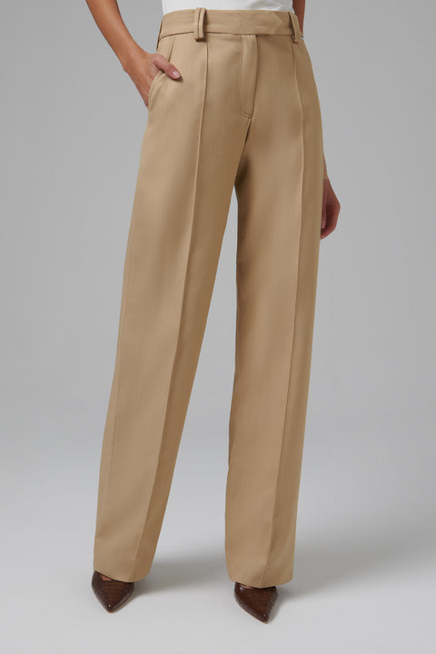 Beige Low-Waist Pants