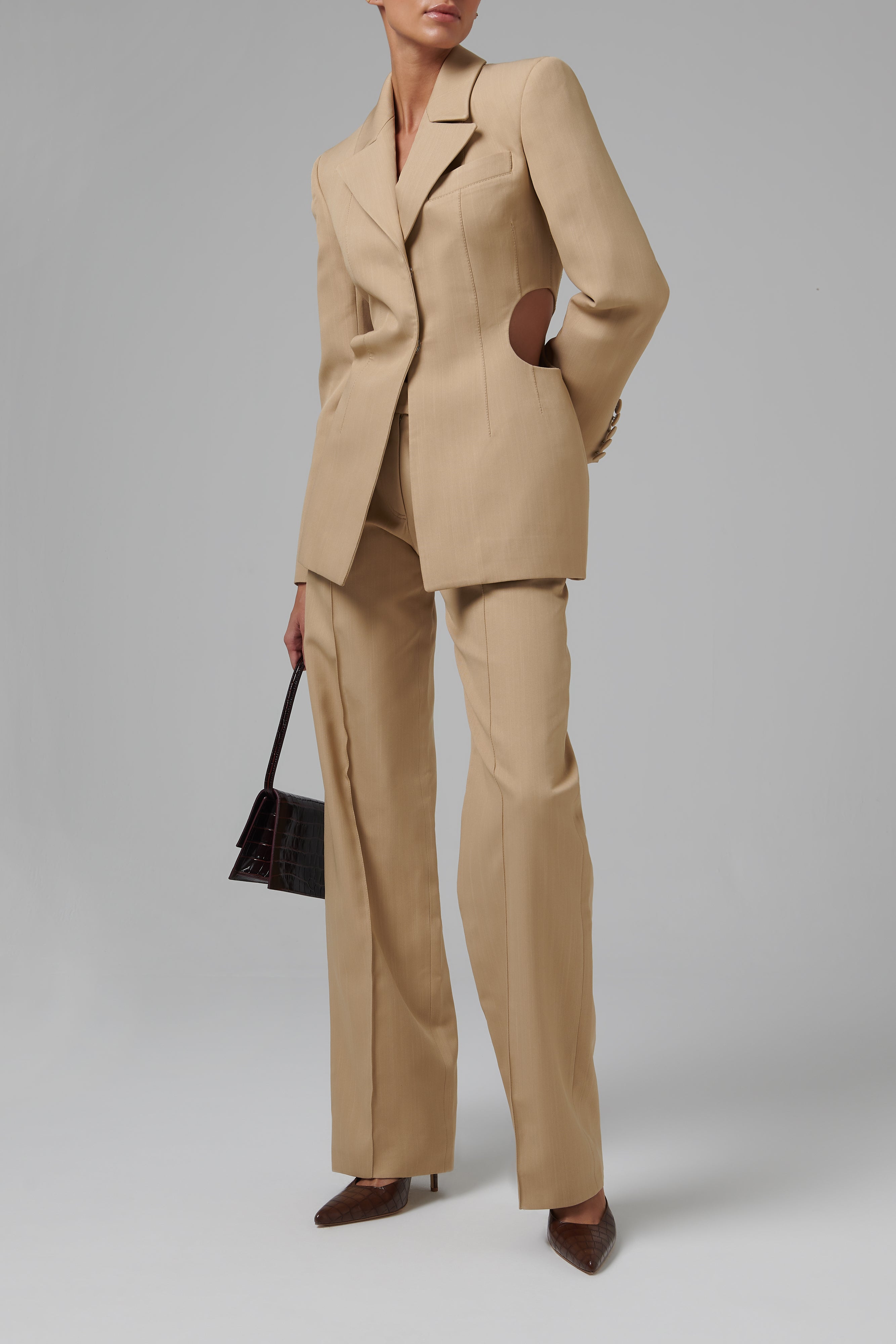 Aleksandre Akhalkatsishvili Beige Low-Waist Pants