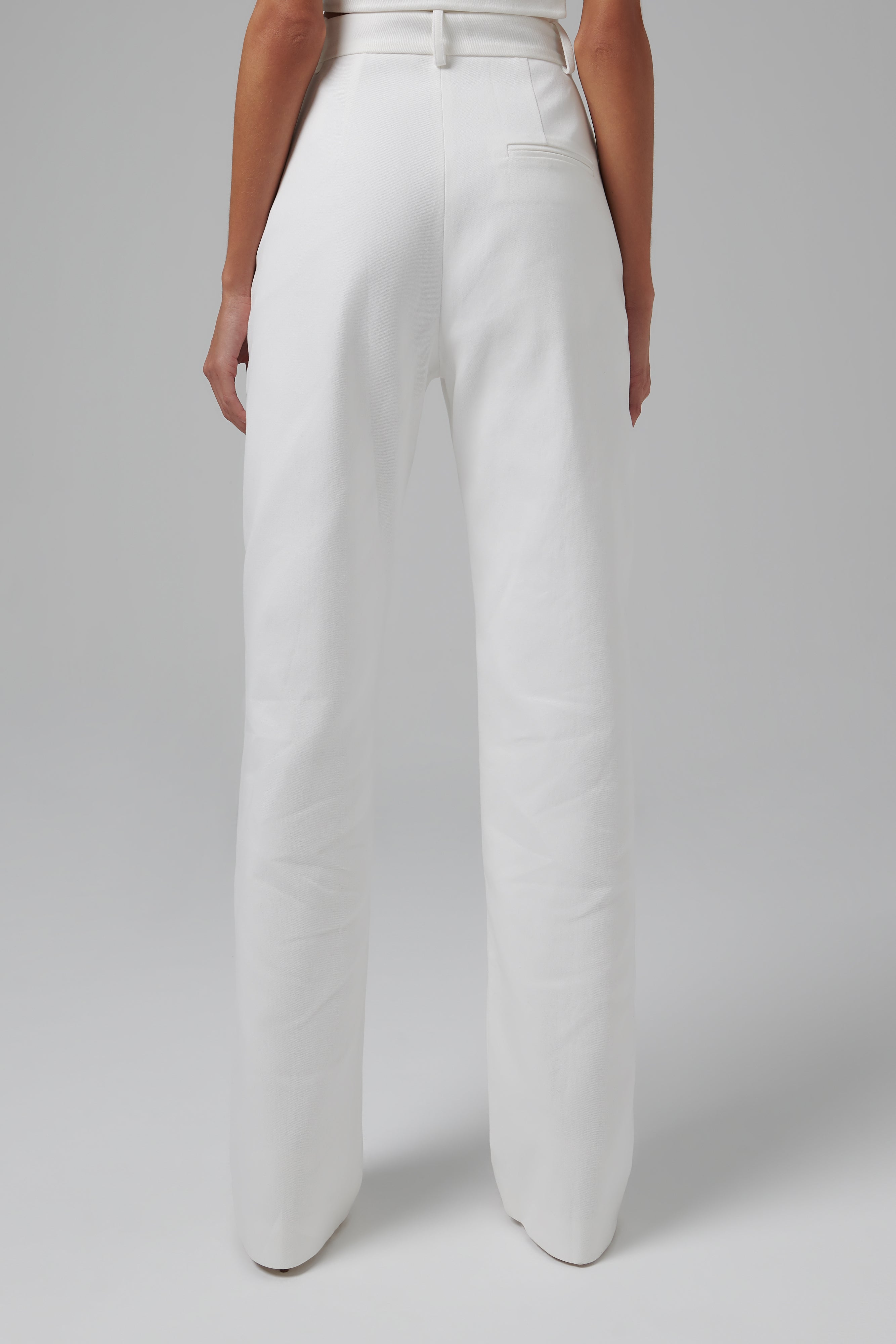 Aleksandre Akhalkatsishvili White Embellished High-Waisted Pants