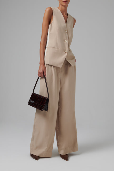 Brown Croco Leather Shoulder Bag