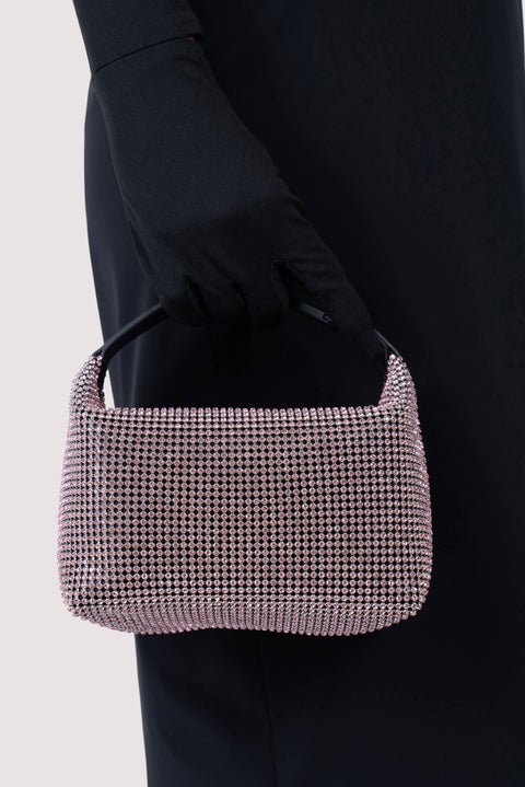 Pink Crystal Mesh Moon Bag