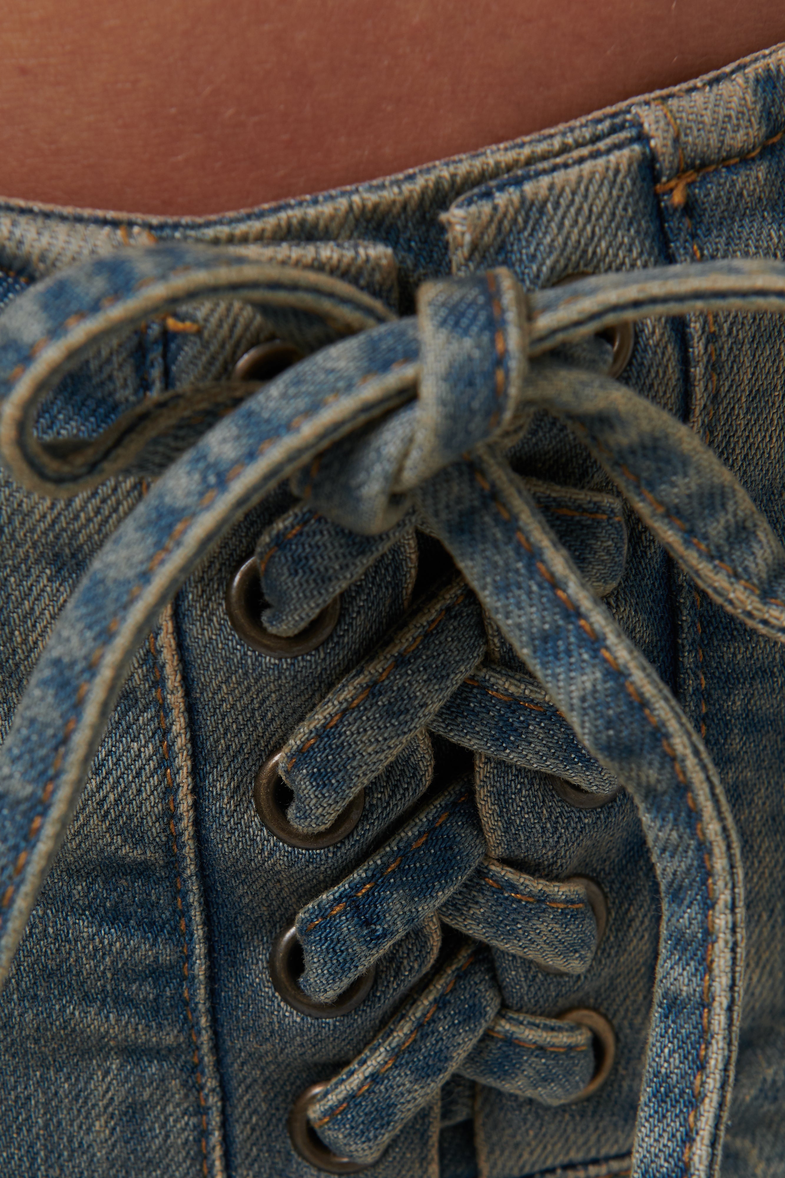 デニム・ジーパン MISBHV FW24 LARA LACED JEANS (241W305 MALIBU BLU) Misbhv Lara laced denim trousers | The Fashion Square