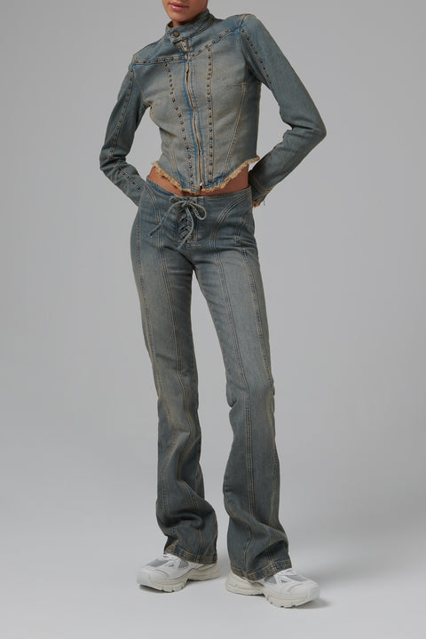 Blue Studded Denim Jacket