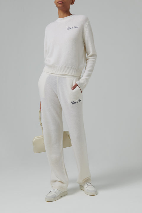 White Vendome Script Cashmere Top