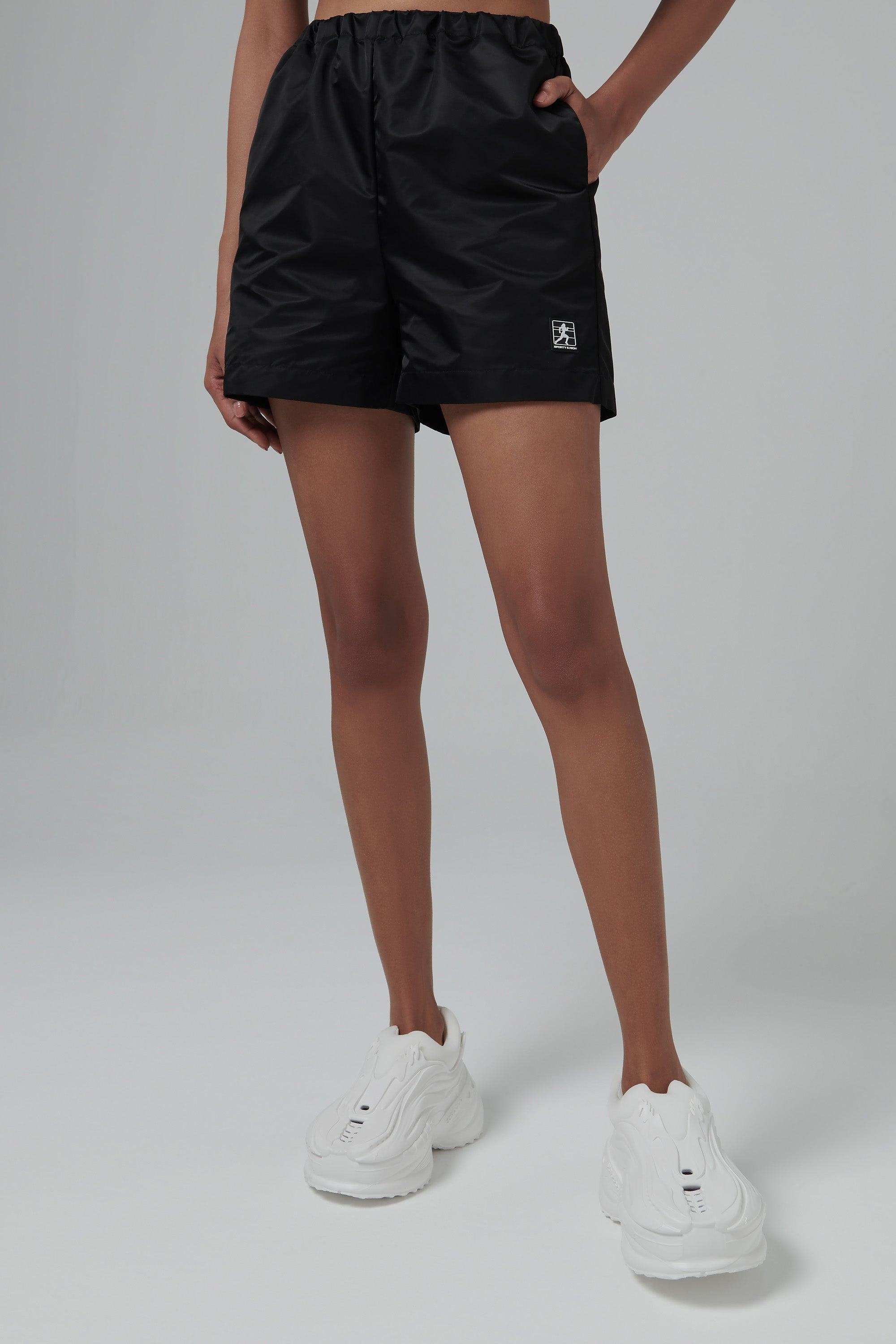 Sporty & Rich Black Running Woman Nylon Shorts