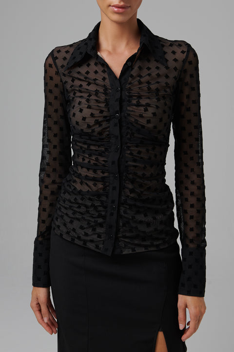 Black Monogram Mesh Shirt