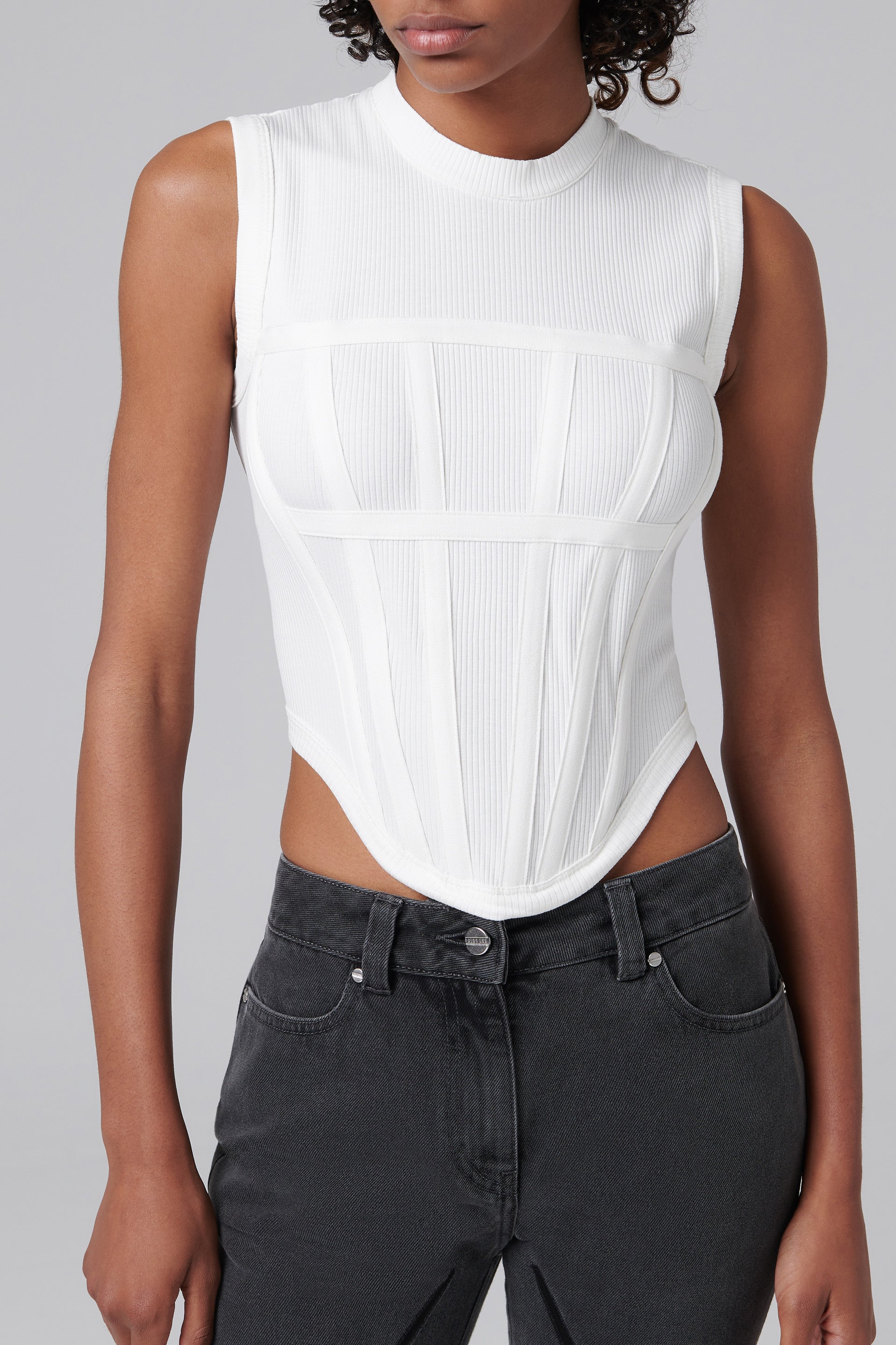 Dion Lee White Rib Corset Tank Top - Fabric of Society